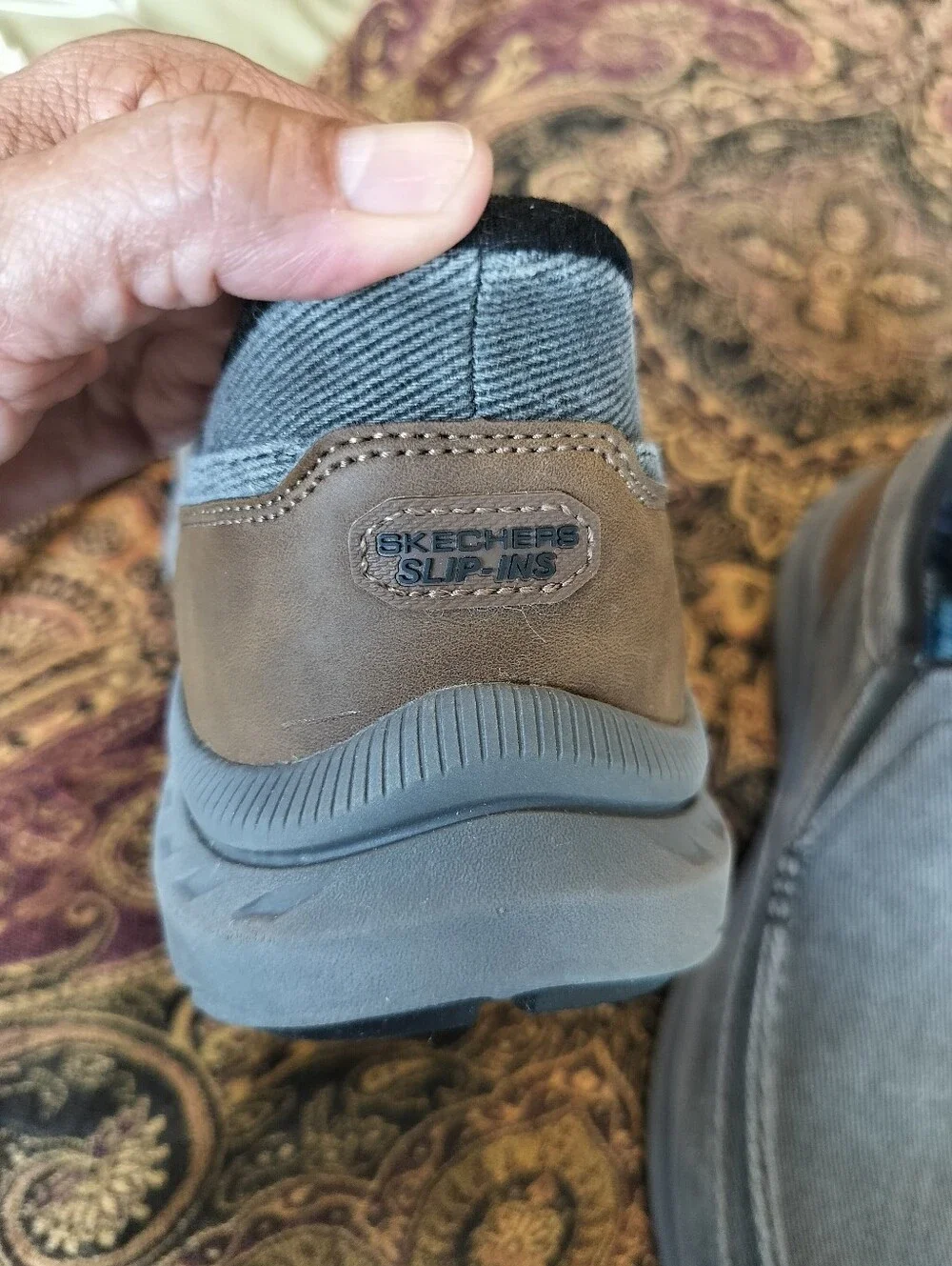 Skechers Men's 11 Hands Free Slip-ins Relaxed Fit Pollard Rohan Gray Loafers
